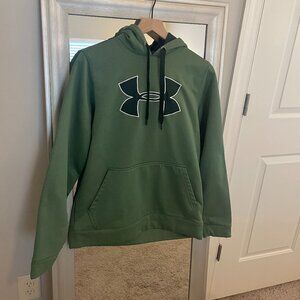 Under Armour Men's Big Logo Green Pullover Basketball Hoodie Medium